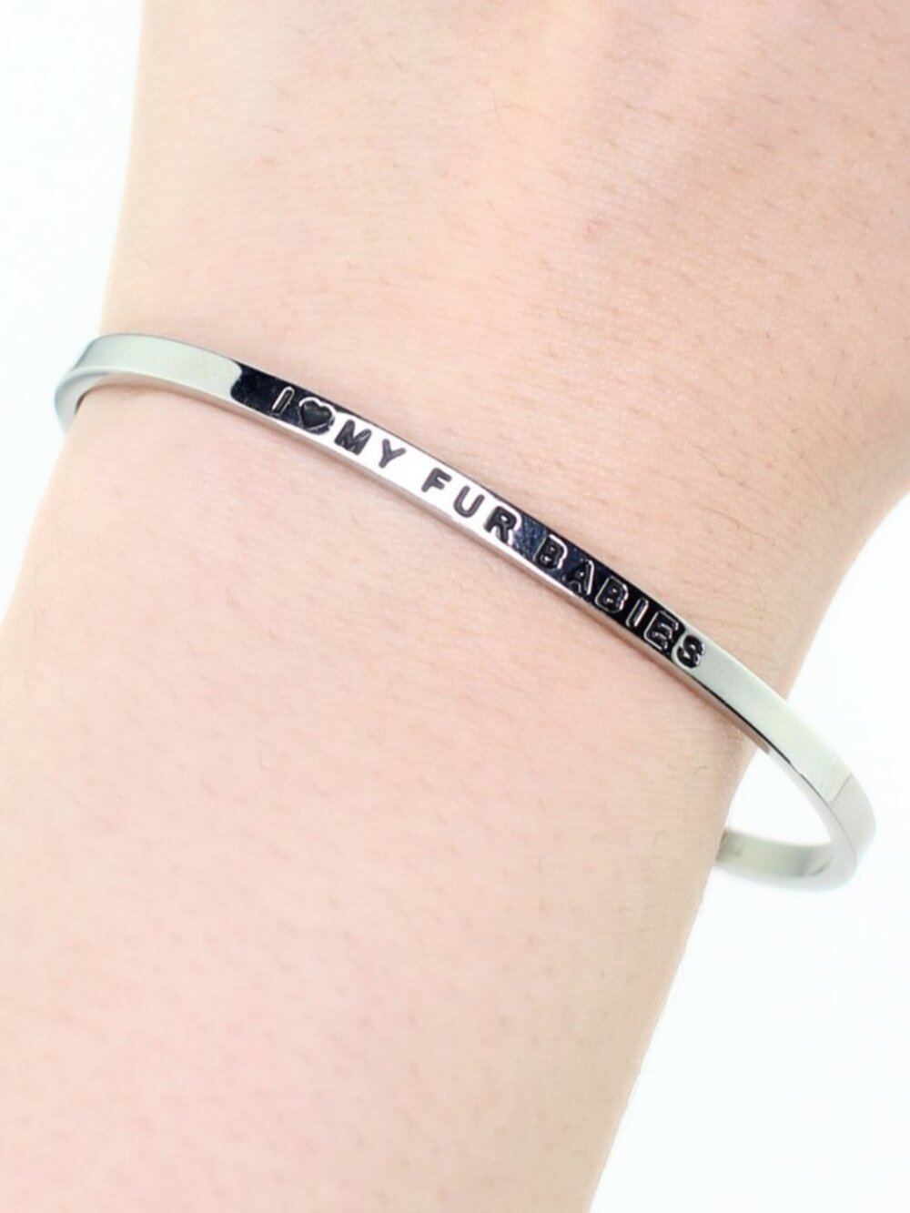 Mantra MantraBand "I Love My Fur Babies" Stainless Steel Laser Engraved Bracelet
